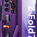 Vizvera for Samsung Galaxy Z Fold 7 Case RFID Wallet with Cards Holder[Kickstand][Camera Cover] Shockproof Silicone Protective Phone Case for Z Fold 7 2025-Purple