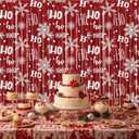 Moukeren 4 Pack Winter Foil Fringe Curtains 3.3 X 6.6 ft Winter Snowflake Foil Curtain Backdrop Wonderland Backdrop Streamers Photobooth Props for Christmas Holiday Party Decor (Blue,Tree)(Red,Snow)