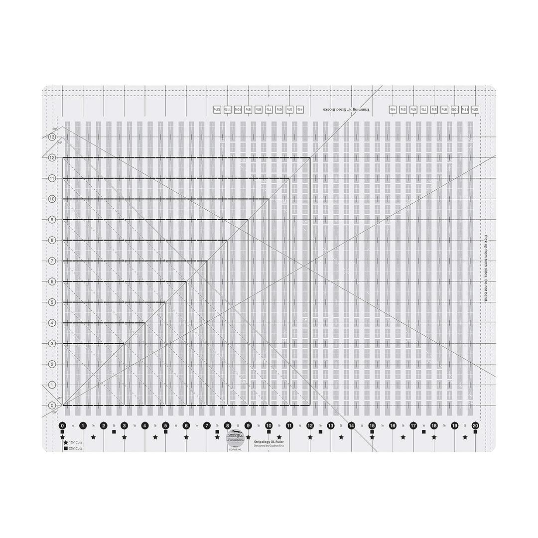Creative Grids Stripology XL Slotted Quilting Ruler - CGRGE1XL  Made in USA, 17-3/4in x 22in, Non-Slip Grip Extra Large Acrylic Fabric Strip Cutting, Sewing, Crafting, Patchwork Ruler & Template