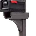 Step2 Lakewood Mailbox & Post, Weather Resistant, Large Outdoor Mailboxes, Made of Durable Plastic, Easy to Install, Flag Included, Black/Brown (Standard (T2))