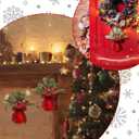 2 x Leyndo Christmas Sleigh Bells Mistletoe Bell Ornament with Pine Cones Berry Plaid Bow Metal Hanging Decoration for Home Christmas Tree Party Gift (Red, 2 Pcs)