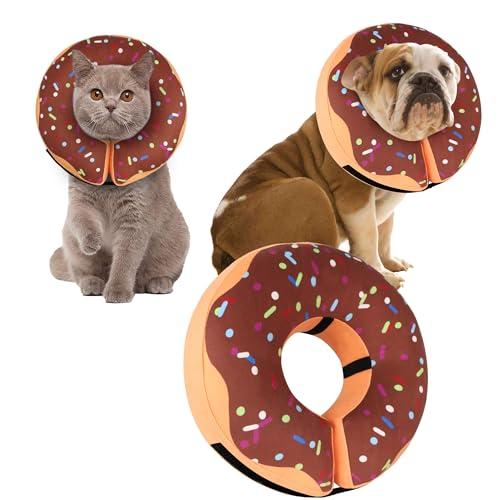 Recovery Donut Collar for Dogs & Cat,Inflatable Dog Cone Collar Alternative After Surgery,Soft Dog Cone for Large Medium Small Pet, Adjustable Pet Neck Donut(Brown,Small)