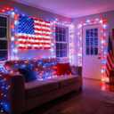 Brizled Color Changing RGB Christmas Lights, 66ft 200 LED Red White Blue String Lights Music Sync, 120+ Modes Remote Dimmable Outdoor Mini Tree Light Indoor Plugin for July 4th Xmas Halloween