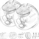 Two Full Milk Collector Cup Sets with 24mm Flange Compatible with Momcozy S12 Pro/S9 Pro Breast Pump, NOT for S9/S12, Replacement Pump Parts with Duckbill Valve, Flange, Diaphragm, Linker, Collector (2p Overall-24mm)