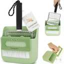 Stainless Steel Cat Litter Scoop with Holder, Cat Litter Scoop Kit, Kitten Poop Lifter- Portable Dustpan- Cleaning Brush, Dual-Width Hole for Quick Cleaning