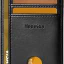 Hoewina Slim Wallet for Men, Credit Card Holder Wallet, Minimalist Design - RFID Blocking Front Pocket Leather Thin Wallet for Men and Women(Black)
