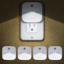 LuxLumin LED Night Lights Plug into Wall with Smart Dusk-to-Dawn Sensor, Automatically Turn on and Off,Night Light for Kids,Bedroom,Bathroom,Stairs,White, 4 Packs