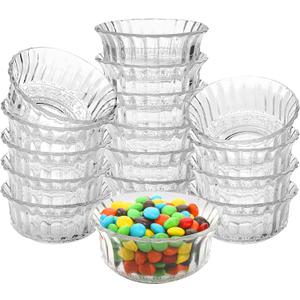 Frcctre 16 Pack 4 Inch Glass Bowls, 8.5 Oz Mini Glass Prep Bowls Dessert Candy Bowl Serving Bowl for Kitchen Prep, Dessert, Dips, Candy, Nuts, Snack - Dishwasher Safe