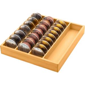 MinBoo Bamboo Coffee Pod Storage Holder Drawer Insert for Counter Compatible with Vertuoline Capsules for Kitchen, Home, Office, Coffee Station,Small
