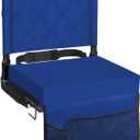 Sheenive Stadium Seats for Bleachers with Back Support, Bleacher Seats with Backs and Cushion Wide, Padded Portable Folding Comfort Stadium Chair with Shoulder Strap, Perfect for Sports Events, Blue