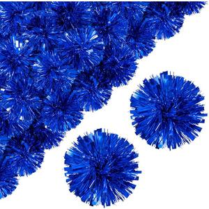 CT CRAFT LLC 4" * 12 Count Self-Adhesive Tinsel Bows Gift Wrap Accessory - Blue for Gift Wrapping Holiday Christmas Birthday Party Blue