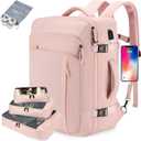 Carry on Travel Backpacks, Extra Large 40L Flight Approved Bag for Men & Women,Expandable Suitcase Backpack With 4 Packing Cubes,Water Resistant Luggage Daypack Business Weekender Bag,Pink