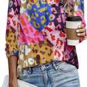 Samefar Womens Tops Dressy Casual Pleated Crew Neck Long Sleeve Shirts Office Work Chiffon Blouses (Large, Floral)