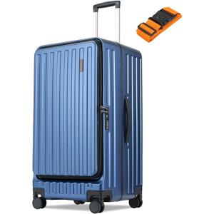 Checked Luggage, Large Suitcase 29 Inch Trunk Luggage with Spinner Wheels, Lightweight ABS+PC Hard Shell with Aluminum Frame, Top Opening, TSA Lock (Blue, 1PC)