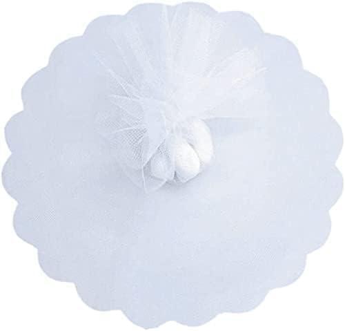 200 Pcs White Organza Tulle Circles, 9.25 Inch Round Organza Bags Jewelry Candy Pouch Christmas Wedding Party Favor Gift Bags