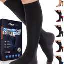 Compression Socks for Women & Men (20-30 mmHg) Support for Travel, Nurses, Pregnancy, Shin Splints, Sports and Everyday Wear (Large-X-Large, Black)