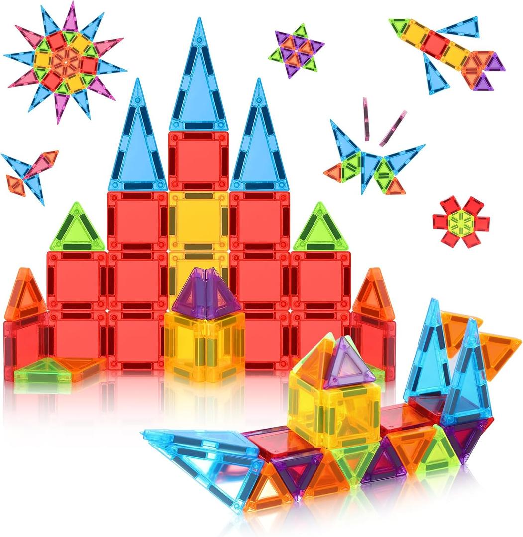 Magnetic Tiles, Travel Mini Magnetic Tiles, STEM Building Blocks Sets, Construction Travel Set Toys for Boys Girls Kids Toddlers Ages 3 4 5 6 7 8 9+ Year Old