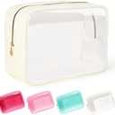 SOIDRAM Large Makeup Bag for Purse Clear Makeup Bag Nylon&PVC Travel White Cosmetic Bag Preppy Cosmetic Zipper Pouc Toiletry Organizers Bag Coin Purse for Women