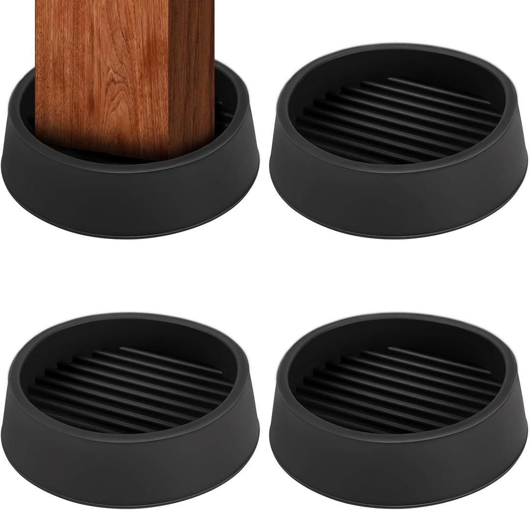 2 x 2 Rubber Caster Cups, Round Non Slip Furniture Pads, Non Skid Furniture Cups, Anti-Slip Gripper Furniture Caster Floor Grip, Anti Skid Leg Coasters Floor Protector for Bed Couch Stoppers(4 Pack)