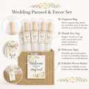 Wedding Shade Station for 50-80 Guest, 33in Wedding Paper Parasol Set with Woven Storage Box, Organza Bag, Thank You Tag and Welcome Sign, for Wedding Guest, Favor, Outdoor Ceremony and Bridal Partie