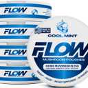 Flow Pouches Mushroom Nootropic Pouches, 600mg Lion's Mane Reishi Cordyceps Energy Pouches for Focus and Clean Energy, Caffeine Free Sugar Free Nicotine Free, Now Made in USA (5 Cans, Cool Mint)