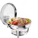 Garvee 6 QT Roll Top Chafing Dish Buffet Set, [Full Size Pan] [Stainless Steel] Round Chafing Dish Buffet Set, Roll Top Buffet Server for Parties Buffet Weddings [Each Serves at Least 5 People] (1 Pack)