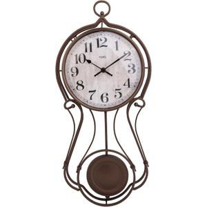 Lily's Home Antique Metal Pendulum Wall Clock - Elegant Regulator Clock for for Living Room & Home Decor & Kitchen Decor & Wall Dcor, Medium