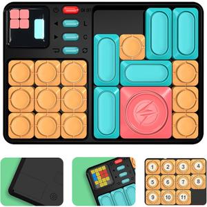 Super Slide Puzzle Game - 500+ Brain Teaser Challenges, Electronic Travel Toy for Kids & Teens for Boys and Girls (Huarong Road Puzzle - Black)