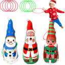 Christmas Games Gifts for Kids & Family, Christmas Inflatable Ring Toss Game Set, Roly-Poly Santa, Snowman & Elf Toys, Office Party Favors Supplies Stocking Stuffers, Xmas Indoor Outdoor Carnival