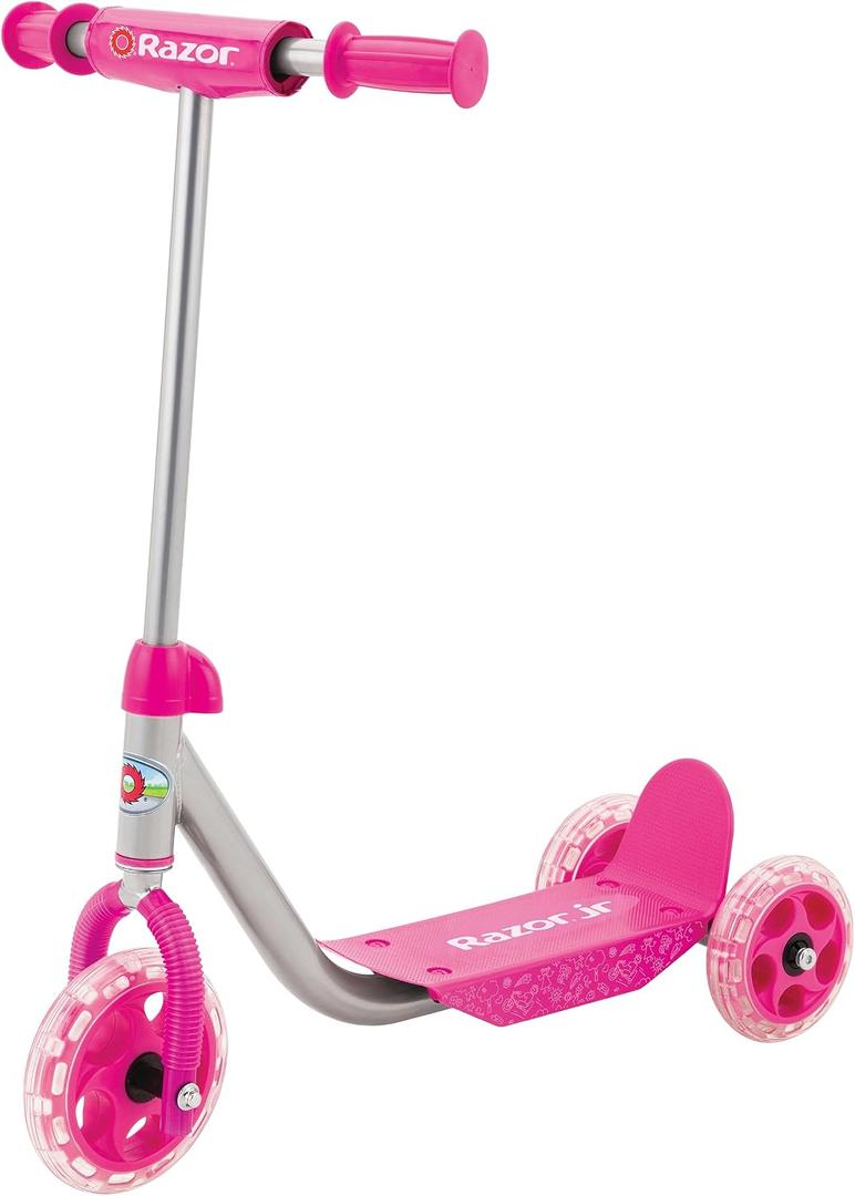 Razor Jr. Lil’ Kick – 3-Wheel Kick Scooter for Younger Children (Ages 3+), Max Rider Weight 44 lb (20 kg) Pink