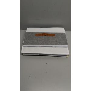 Storage Baskets with Lids, Closet Organizer Boxes, Foldable Shelves Storage Bins with Handles, White and Grey, 3 Pack, 13 x 9.1 x 7.9 Inch