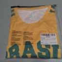WDIRARA Men's Letter Graphic Tees Crew Neck Short Sleeve Brasil Jersey Shirts (Yellow, L)