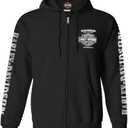 Harley-Davidson Men's Lightning Crest Full-Zippered Sweatshirt, Black (2XL)