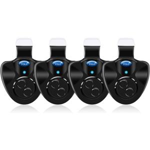 4 x Black Electronic LED Fishing Light Bulb with Sound Alarm and Audible Alarm