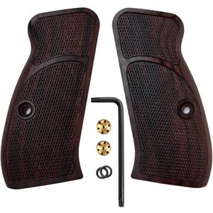 Cool Hand Wood Grips for CZ 75/85 Compact, CZ P-01, P100, C100, T100, PCR, CZ 75 D, Gun Grips Screws Included, Checker Diamond Cut Texture (Brown)