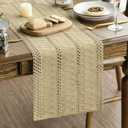 Artoid Mode Burlap Brown Farmhouse Woven Rustic Hollow Table Runner, Seasonal Holiday Hollow Kitchen Dining Table Decoration for Home Party Decor 12x60 Inch