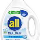 all free clear, Original, Liquid Laundry Detergent for Sensitive Skin, Unscented and Hypoallergenic, Concentrated, 82.5oz, 110 Loads