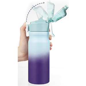 BJPKPK 18oz Insulated Water Bottle with Straw Stainless Steel Double Wall Water Bottles BPA Free Leak Proof Thermal Flask with Lockable Flip Lid and Soft Silicone Spout,Ocean Dream