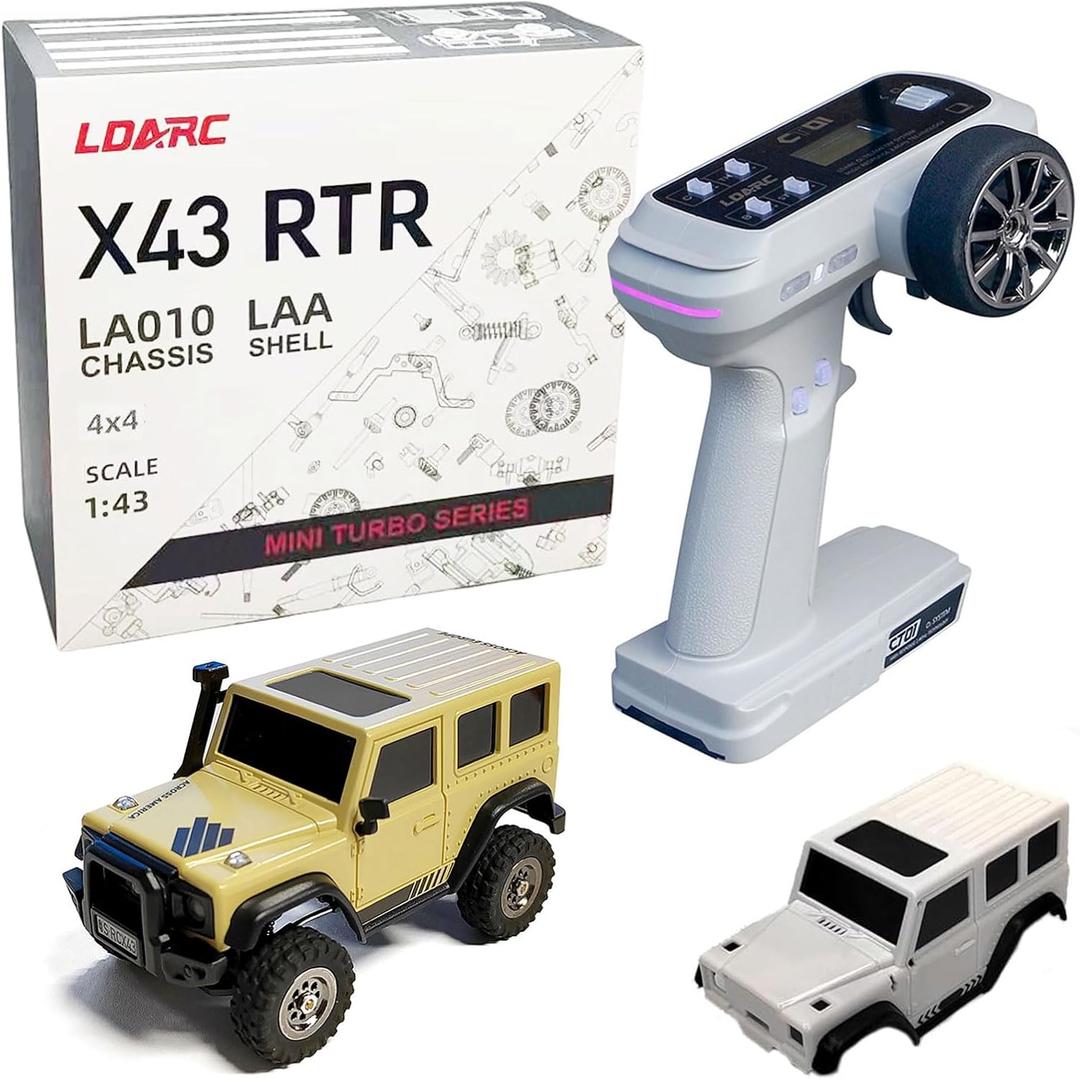 LDARC 1:43 Scale Mini RC Crawler RTR RC Rock Truck 4x4 2.4GHZ Hobby Grade Remote Control Car Model Vehicle RC Buggy, Comes with a DIY Replaceable Body Shell(Desert Yellow)