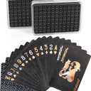 LotFancy Plastic Playing Cards, 2 Decks of Cards with Plastic Cases, Waterproof, Black Poker Cards for Magic Tricks Pool Beach Card Games, Cool Gadgets Gift for Men Adults