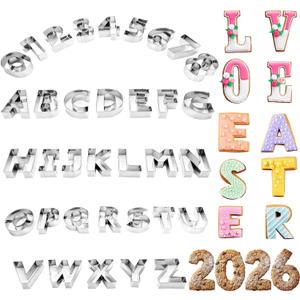 35 Pcs 3 Inch Large Size Alphabet & Number Sandwich Cookie Cutters Sets Funny Metal Baking Tool Stainless Steel Letters Biscuits Mold Home Party Supplies