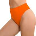Bellecarrie Women's Thong Rave Bottoms High Waisted High Cut Bikini Bottoms (Orange) XXL