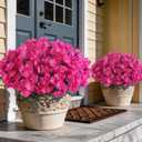 16 Bundles Artificial Flowers for Front Door, Fake Silk Azalea Bouquet Silk Flowers for Outside UV Resistant Realistic Faux Plants for Planter Farmhouse Patio Garden Walkways Home Decor (Rose Red)