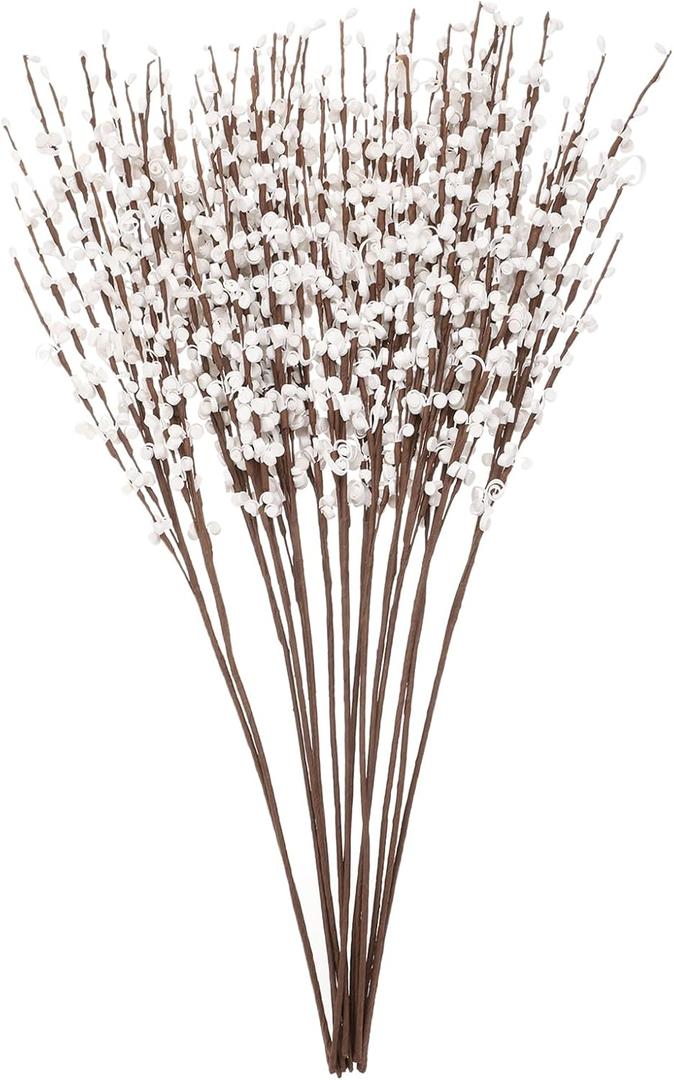 MECCANIXITY 15Pcs Artificial Jasmine Flowers, 21.7" Faux Flowers Fake Bulk Branches Bouquets for Home Office Garden Vase Table Wedding Decoration, White