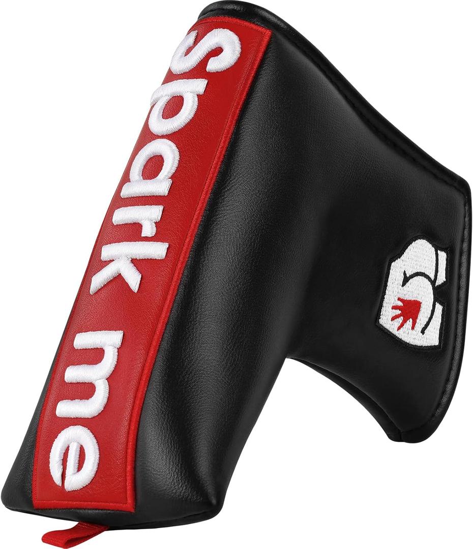 Blade Putter Cover, Spark Me Funny Putter Headcover Embroidery Black/Red