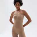 SHAPERX Strapless Shorts Bodysuit for Women Tummy Control Shapewear Seamless Sculpt Body Shaper with Removable Straps, XXS/XS, Sienna