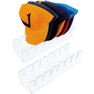 Qivine Hat Stand for Baseball Caps, Acrylic Baseball Hat Storage Organizer, 2Pcs Hats Organizer Shelf with No Install Clear for Men, Desktop, Bedroom Closet