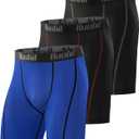 Runhit Compression Shorts Men Underwear Spandex Running Shorts Workout Athletic (Medium, 3 Pack:black Grey,Black Red,blue)