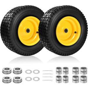 2PCS 16x6.50-8 Tubeless Lawn Mower Tire and Wheel, 3/4"Bearing & 1"Bushing