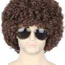 Amazon.com: Topcosplay Men and Women Afro Wigs Dark Brown Disco Rocker Hippie Wig Short Curly Halloween Costume : Clothing, Shoes & Jewelry
